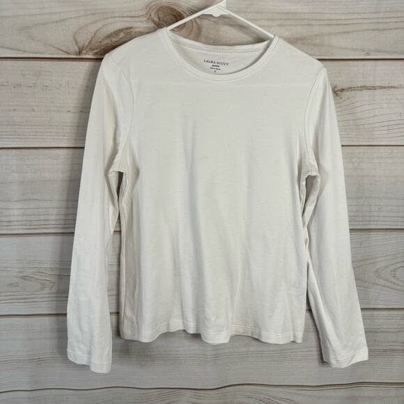 Laura Scott White Long Sleeve T-Shirt Size Small - Picture 5 of 6